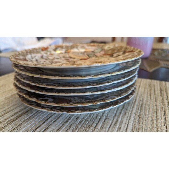 6 Vintage Hand Painted Gold Trim  Japanese Plate - Picture 11 of 16